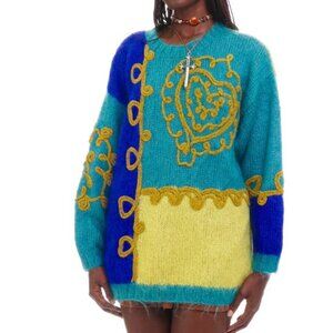 Fenn Wright & Manson Women's Vintage 90's Mohair Blend Embroidered Crew Sweater